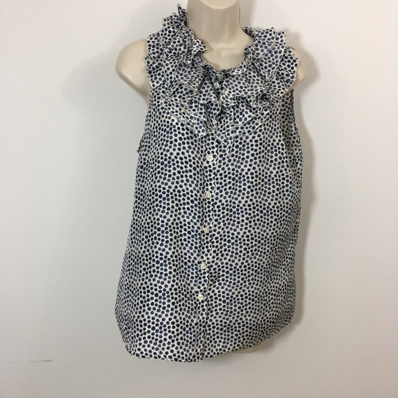 J. Crew Tops - J.crew print silk ruffle collar sleeveless blouse